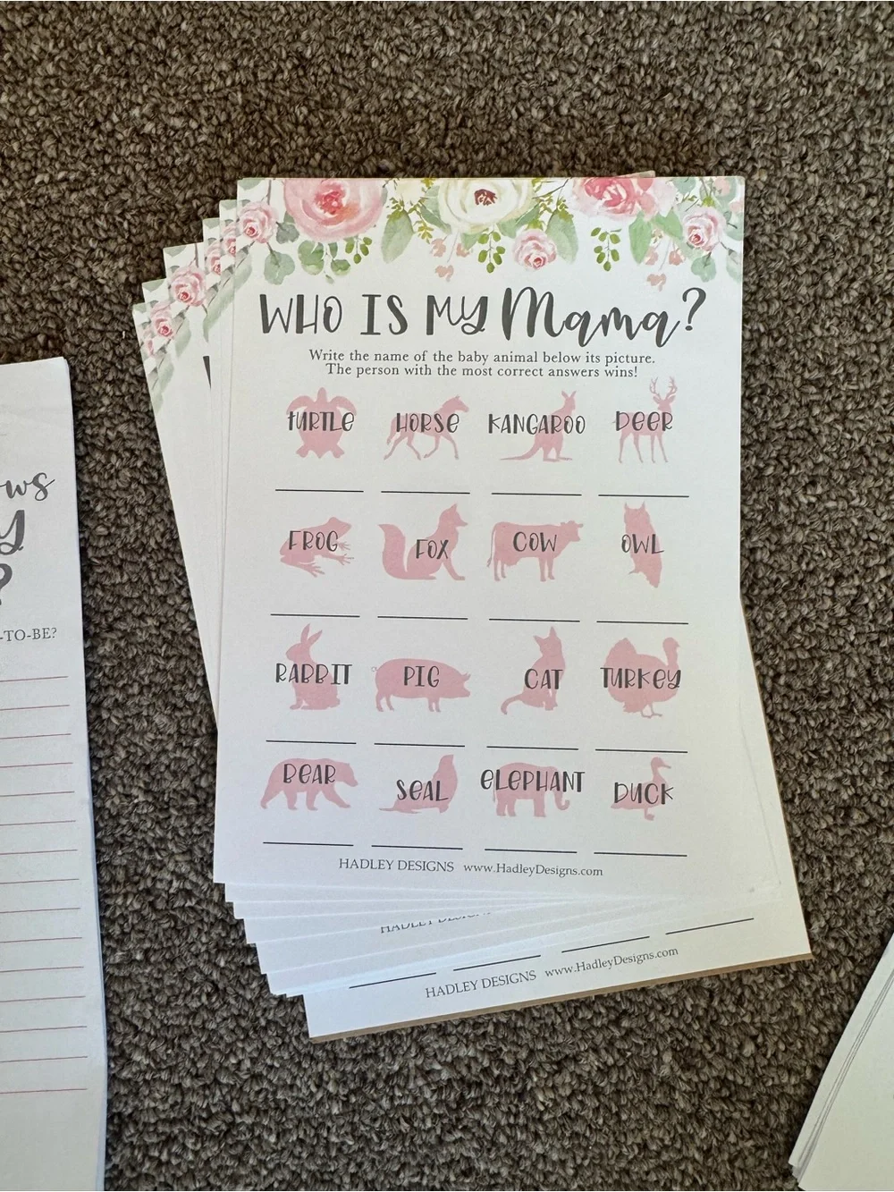 Pink Baby Shower Game Pack by Hadley Designs
